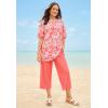 Woman Within Plus Size Wide-Leg Texture Knit Capri(Sweet Coral)
