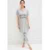 ellos Plus Size Cotton Spandex Vneck Short Sleeve Sleep Shirt(Black Coffee Time)