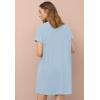 ellos Plus Size Cotton Spandex Vneck Short Sleeve Sleep Shirt(Blue Smoke Floral)
