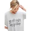 ellos Plus Size Cotton Spandex Vneck Short Sleeve Sleep Shirt(Heather Grey Graphic)