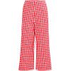 ellos Plus Size Gingham Back Elastic Wide Leg Crop Pants(Hot Red White Gingham)