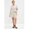 ellos Plus Size Linen-Blend Elastic Waist Shorts(Navy White Stripe)
