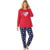 Dreams & Co. Plus Size Long Sleeve Knit PJ Set(Navy Americana Heart)