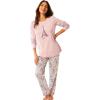 Dreams & Co. Plus Size Long Sleeve Knit PJ Set(Raspberry Sorbet Paris)