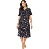 Dreams & Co. Plus Size Short Henley Sleepshirt(Black Multi Floral)
