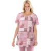 Woman Within Plus Size 7-Day Notch-Neck Tunic(Dusty Pink Geo Patchwork)