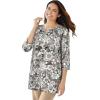 Woman Within Plus Size 7-Day Three-Quarter Sleeve Notch-Neck Tunic(New Khaki Floral Patchwork)