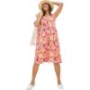 Woman Within Plus Size Button-Front Empire Sleeveless Knit Dress(Sweet Coral Multi Garden)