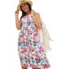 Woman Within Plus Size Button-Front Empire Sleeveless Knit Dress(White Multi Garden)