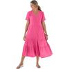 Woman Within Plus Size Gauze Tiered Dress(Peony Petal)