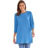 Woman Within Plus Size Perfect Three-Quarter Sleeve Crewneck Tunic(Azure Blue)