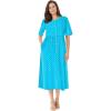 Woman Within Plus Size Short-Sleeve Button-Front Pocket Dress (Petite Available) – S, Blue Polka Dot