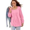 Woman Within Plus Size Square-Neck Blouse(Delicate Pink)