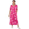 Woman Within Plus Size Stamped Empire Waist Dress(Raspberry Sorbet Starfish)
