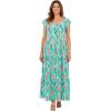Woman Within Plus Size Texture Knit Tiered Flutter Sleeve Maxi Dress(Ivory Tulip Watercolor)