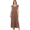 Woman Within Plus Size Texture Knit Tiered Flutter Sleeve Maxi Dress(Mocha Nude)