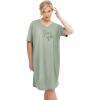 ellos Plus Size Cotton Spandex Vneck Short Sleeve Sleep Shirt(Desert Sage Sleep Well)