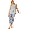 ellos Plus Size Wide-Leg Crop Pants(Blue Fog Floral)