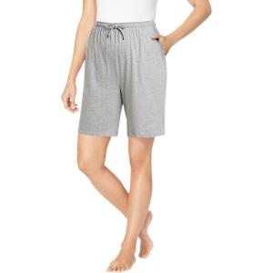 Dreams & Co. Plus Size Print Pajama Shorts(Heather Grey)