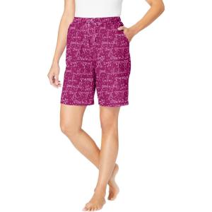 Dreams & Co. Plus Size Print Pajama Shorts(Raspberry Stars)