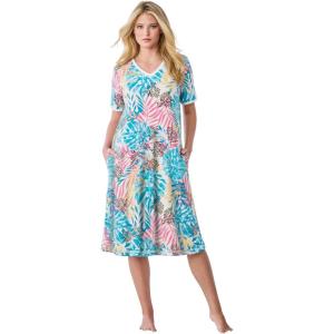 Dreams & Co. Plus Size Short T-Shirt Lounger(Multi Jungle)