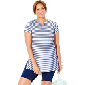 Swimsuits For All Women’s Chlorine Resistant Swim Tunic (Plus(Deep Sea Stripe)