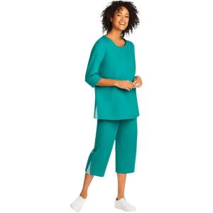 Woman Within Plus Size 2-Piece Striped French Terry Set(Waterfall Mini Stripe)