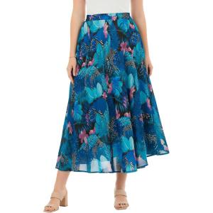 Woman Within Plus Size 2-in-1 Reversible Skirt(Black Midnight Tropical)