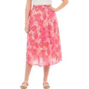 Woman Within Plus Size 2-in-1 Reversible Skirt(Sweet Coral Watercolor)