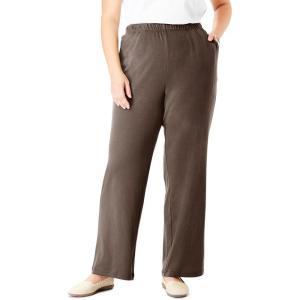 Woman Within Plus Size 7-Day Wide-Leg Elastic-Waist Stretchy Knit Pant(Chocolate)