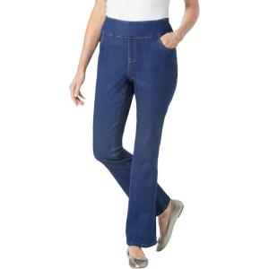 Woman Within Plus Size Flex Pull-On Bootcut Gap-Free Stretch Denim Jeans(Medium Stonewash)