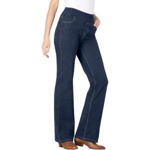 Woman Within Plus Size Flex Pull-On Bootcut Gap-Free Stretch Denim Jeans(Navy)