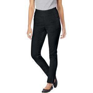 Woman Within Plus Size Flex Slim-Leg Pull-On Gap-Free Stretch-Denim Jeans(Black)