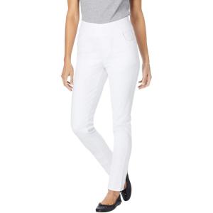 Woman Within Plus Size Flex Slim-Leg Pull-On Gap-Free Stretch-Denim Jeans(White)