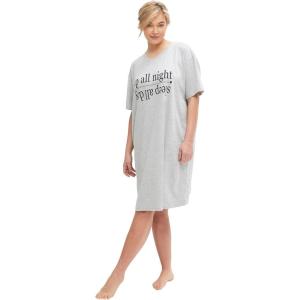 ellos Plus Size Cotton Spandex Vneck Short Sleeve Sleep Shirt(Heather Grey Graphic)