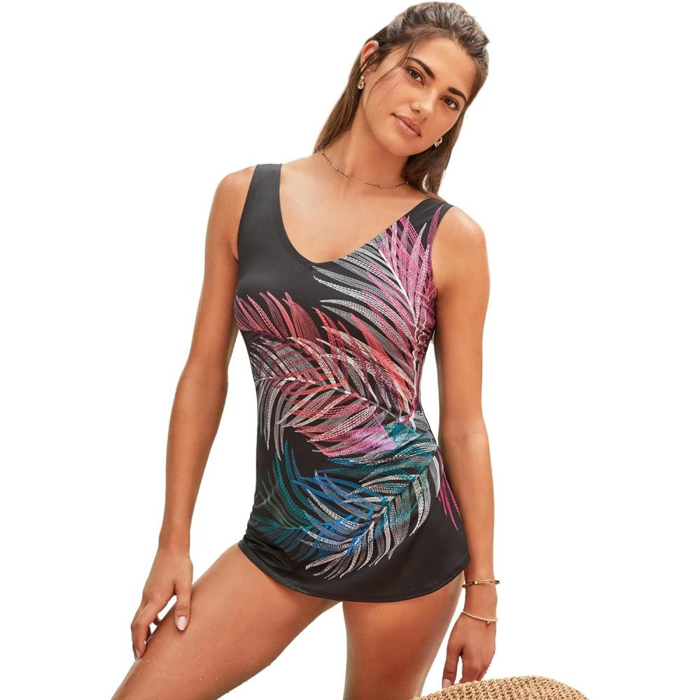 imageSwim 365 Womens Plus Size Cargo Swim Short with Builtin BriefOmbre Palm Placement