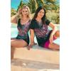 Swim 365 Women’s Plus Size Cargo Swim Short with Built-in Brief(Ombre Palm Placement)