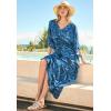 Swimsuits For All Swim 365 Women’s Plus Size Ruched Caftan Cover Up(Blue Beach Toile)