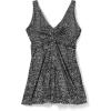 Swimsuits For All Swim 365 Women’s Plus Size Twist-Front V-Neck Tummy Control A-Line Swim Dress(Black White Leopard)
