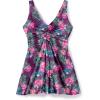 Swimsuits For All Swim 365 Women’s Plus Size Twist-Front V-Neck Tummy Control A-Line Swim Dress(Deep Mauve Tropical)