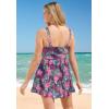 Swimsuits For All Swim 365 Women’s Plus Size Twist-Front V-Neck Tummy Control A-Line Swim Dress(Deep Mauve Tropical)