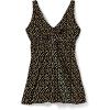 Swimsuits For All Swim 365 Women’s Plus Size Twist-Front V-Neck Tummy Control A-Line Swim Dress(Gold Foil Dots)