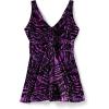 Swimsuits For All Swim 365 Women’s Plus Size Twist-Front V-Neck Tummy Control A-Line Swim Dress(Pink Painterly Leaves)