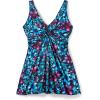 Swimsuits For All Swim 365 Women’s Plus Size Twist-Front V-Neck Tummy Control A-Line Swim Dress(Purple Multi Floral)