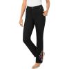 Woman Within Plus Size Stretch Denim 5-Pocket Straight-Leg Jeans(Black Bloom Embroidery)