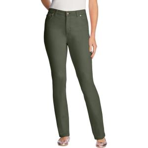 Woman Within Plus Size Stretch Denim 5-Pocket Straight-Leg Jeans(Olive Green)