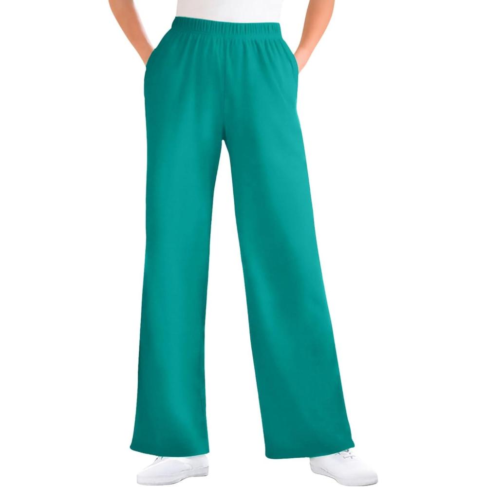 imageWoman Within Plus Size 7Day WideLeg ElasticWaist Stretchy Knit PantWaterfall