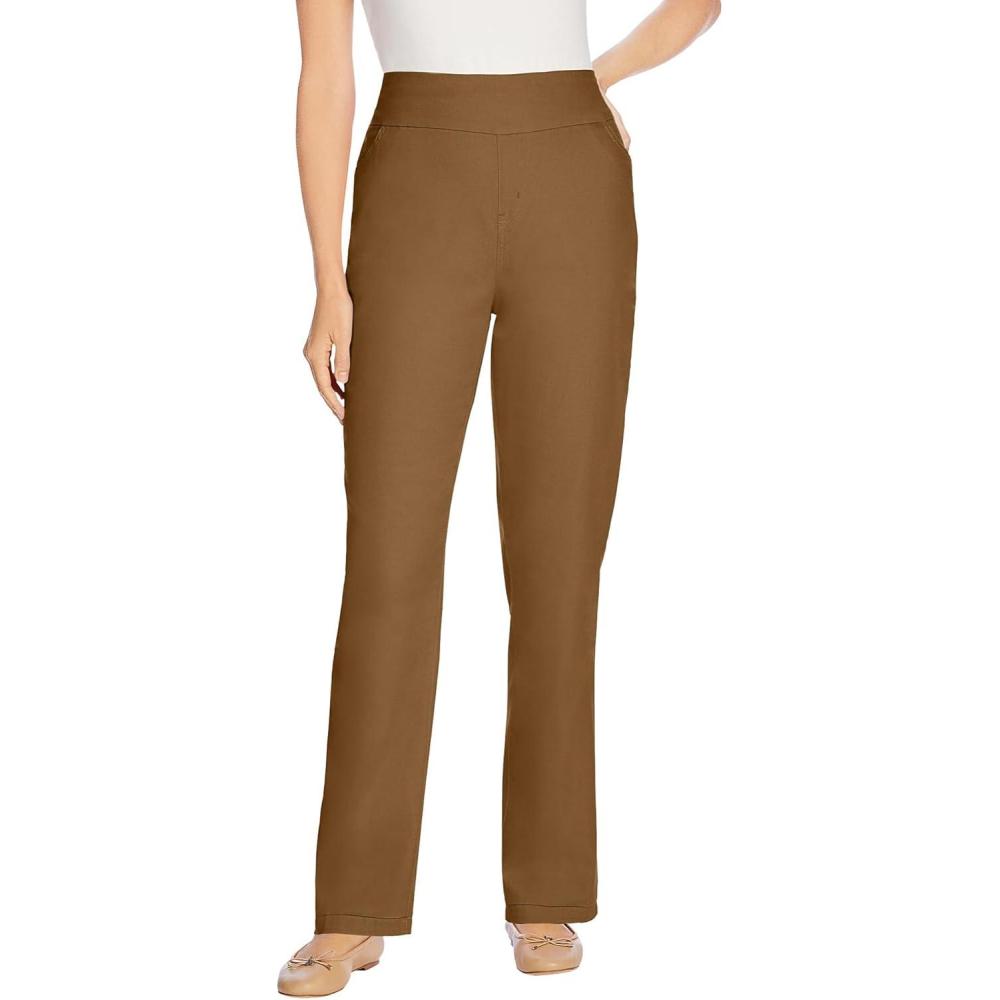 imageWoman Within Plus Size Flex PullOn StraightLeg GapFree Stretch Denim JeansToffee