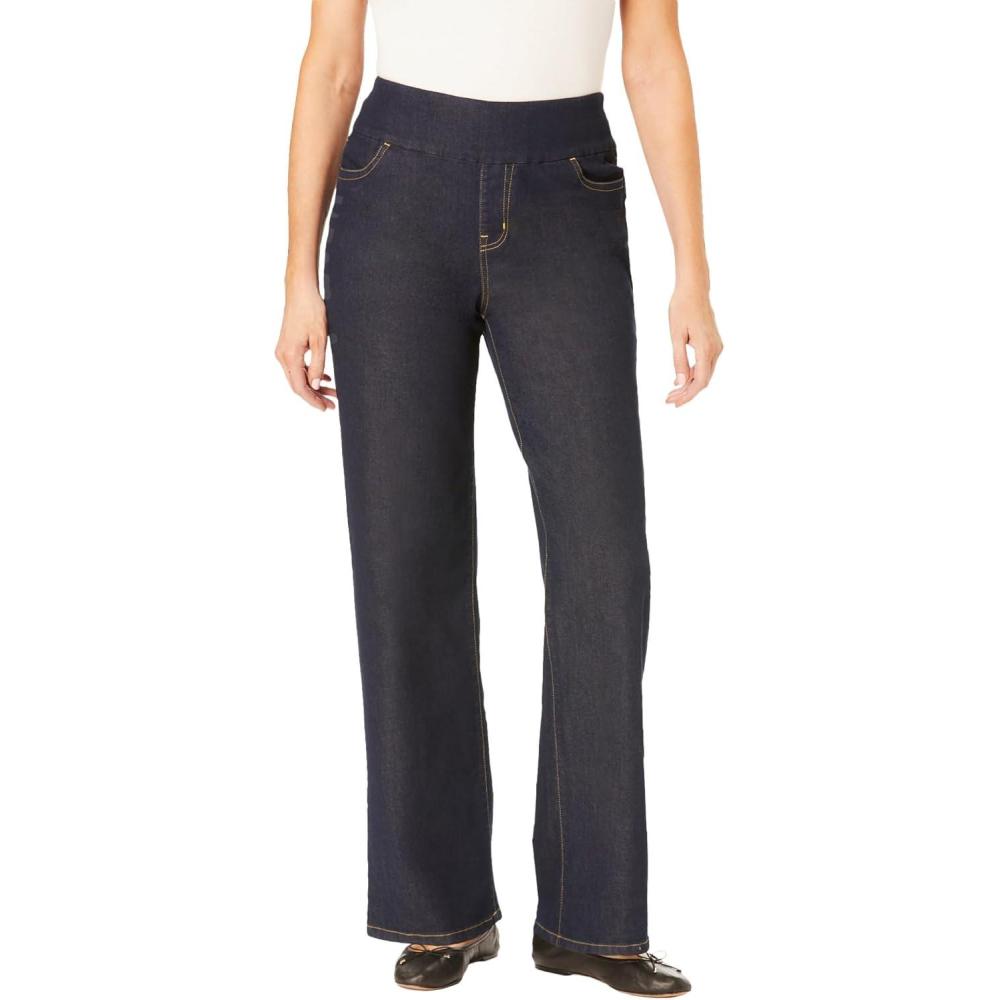 imageWoman Within Plus Size Flex PullOn WideLeg Denim JeanIndigo