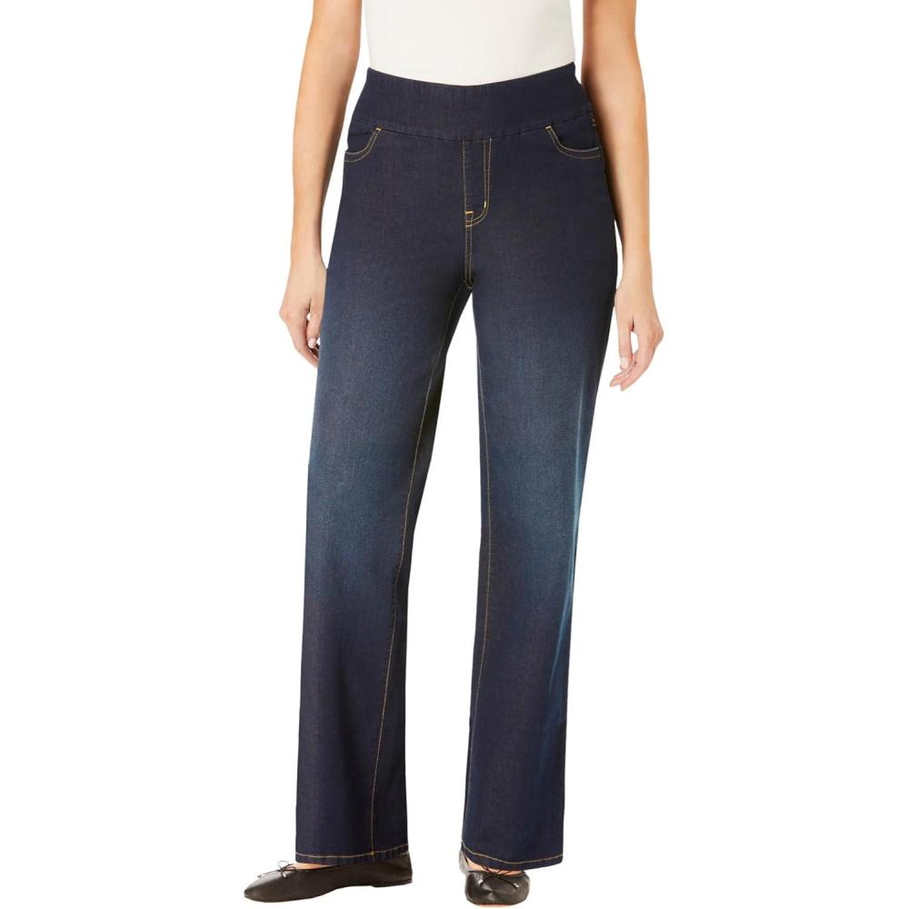 imageWoman Within Plus Size Flex PullOn WideLeg Denim JeanIndigo Sanded
